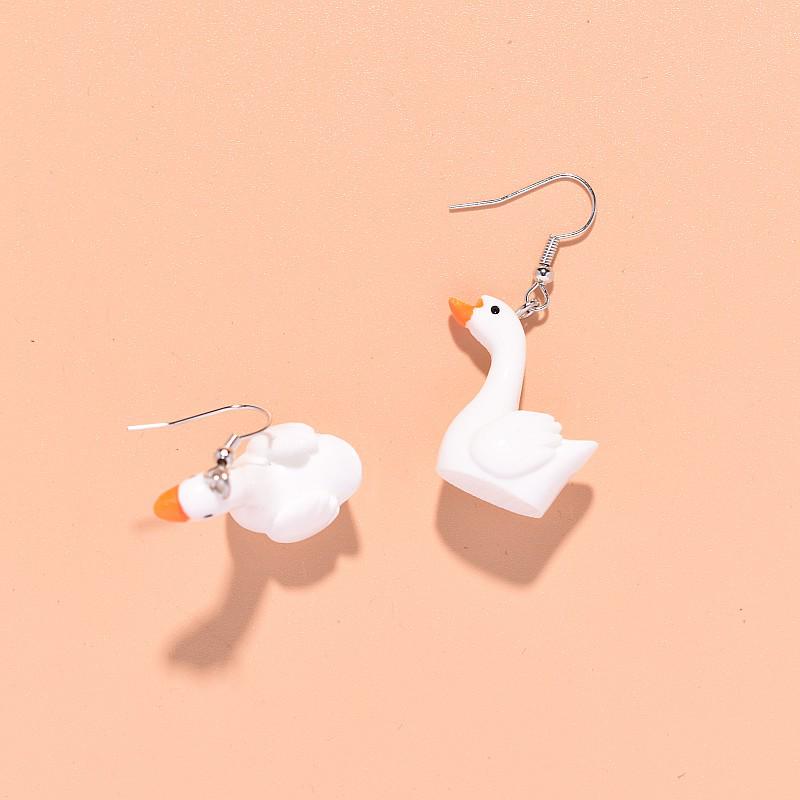 3D Resin Swan Earrings: Cute and Fun Animal Ear Hooks for Women