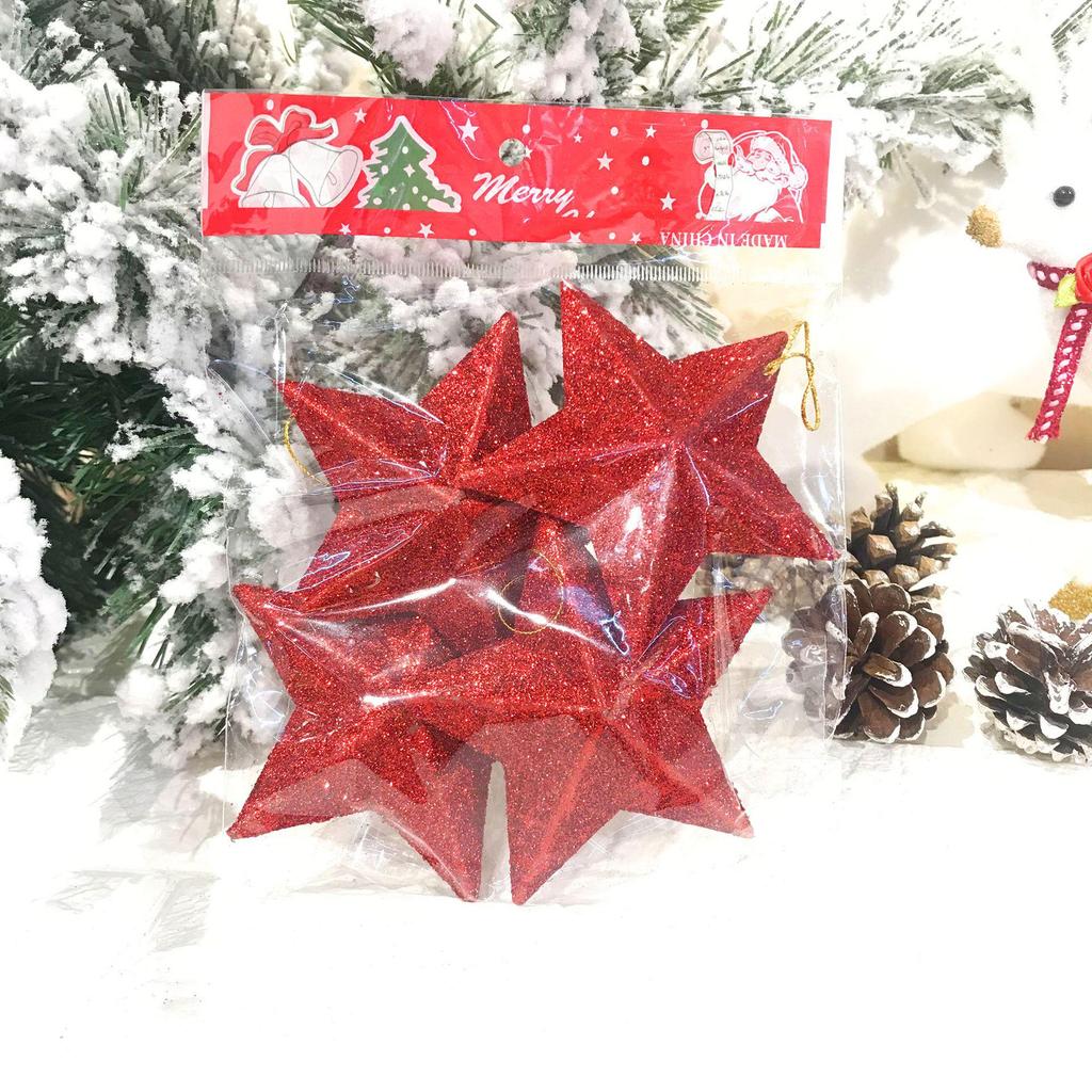 Gold Glitter 3D Five-Pointed Star Christmas Tree Ornaments