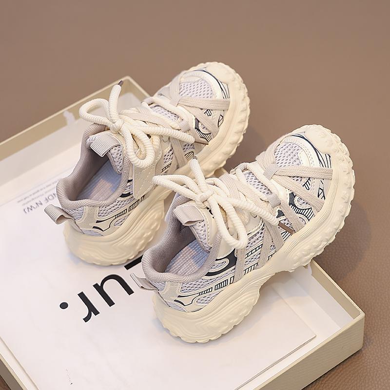 Dětské sportovní boty pro chlapce dívky ležérní tenisky šněrovací vzdušná síťovina prodyšné 2024 podzim zima módní Ins horké dětské běžecké