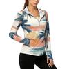 Women's Lightweight Zip-Up Hoodie with Hood and Pockets Hawaiian Print Long Sleeve Sun Protection Jacket for Outdoor Activities