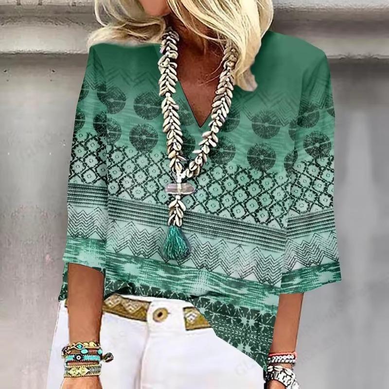 Summer New Women T-shirt Floral 3d Print Tshirt Women Fashion V-Neck Short Sleeve Oversized Tops Tee Female Clothes Harajuku Y2k