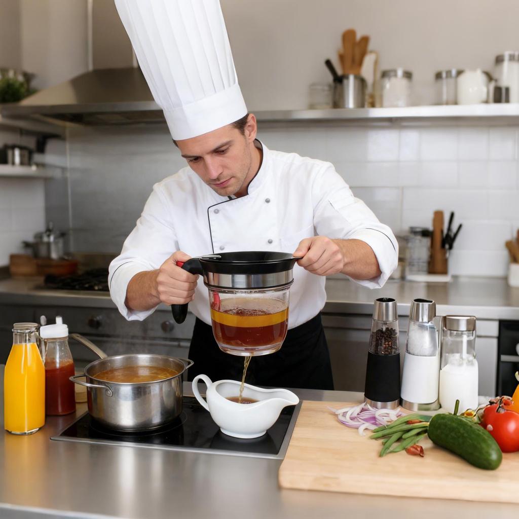 Gravy Fat Separator 1L Grease Strainer Fat Separator And Strainer With Bottom Release , Gravy Jug Fat Separator Cup For Kitchen