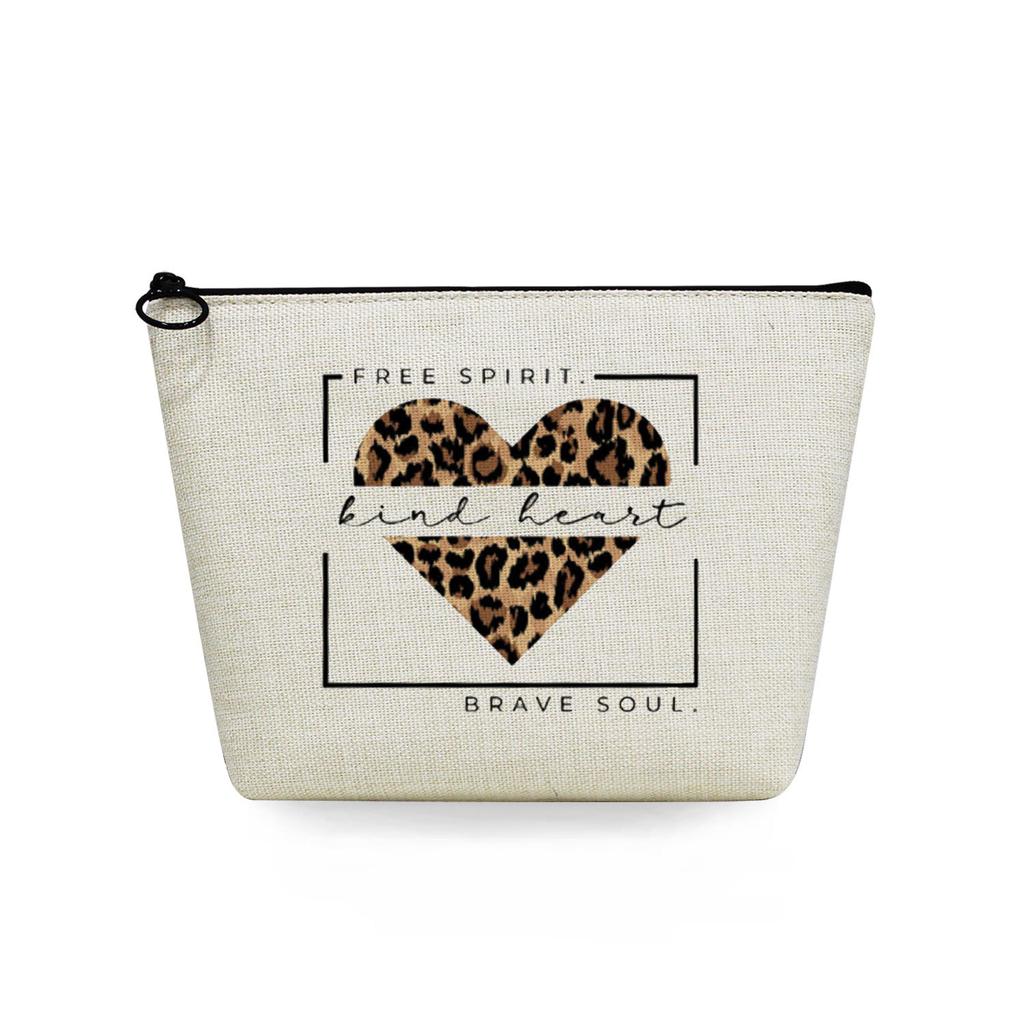 Women Leopard print lettering Print Cosmetic Bag Toiletries Organize Travel Storage Case 6731 KTB