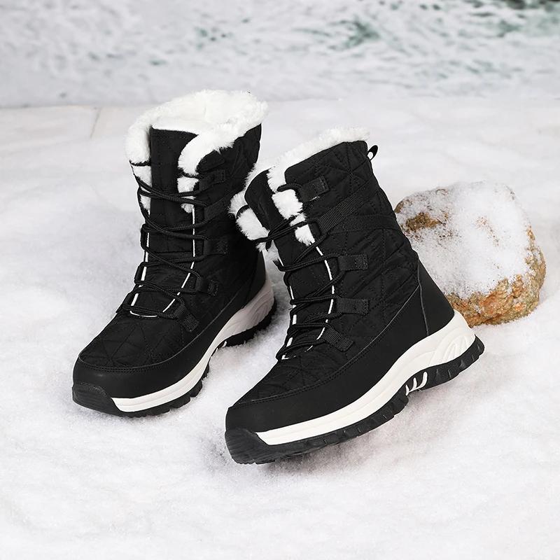 White Boots 2025 Women Winter Warm Snow Boots Shoes Waterproof Fur Lined Frosty Warm Anti-Slip Furry Ankle Shoes Outdoor Mujer
