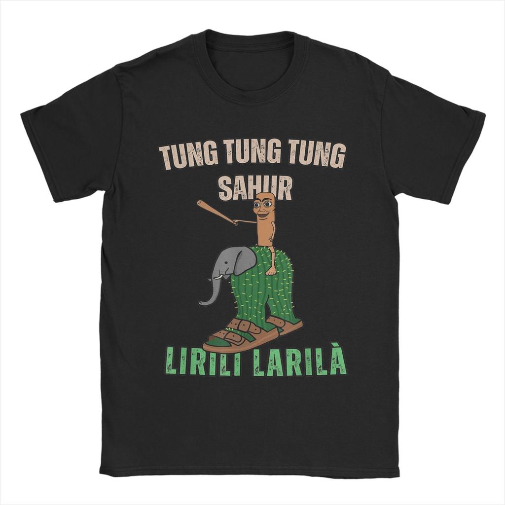 Women Men Humor Tung Tung Tung Sahur Funny Meme Italian TShirts for Men  Awesome 100 Cotton Tee Shirt Short Sleeve T Shirt