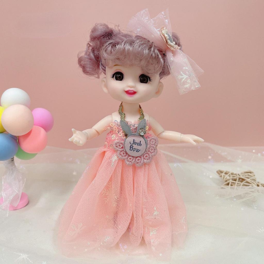 17CM Mini Beweegbare Pop Meisjes Speelgoed 3D Grote Ogen BJD Prinses Volledige Outfits Jurken Collectie Childrens Pop Gift