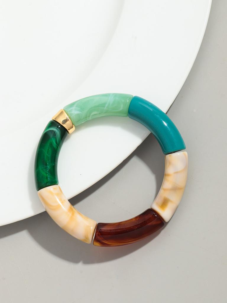 Bohomia Acryl-Design-Stil, klobiges, stapelbares Bambus-Armband für Frauen, Boho, elastisch, bunte Röhrenperlen-Armbänder, 2024 Schmuck