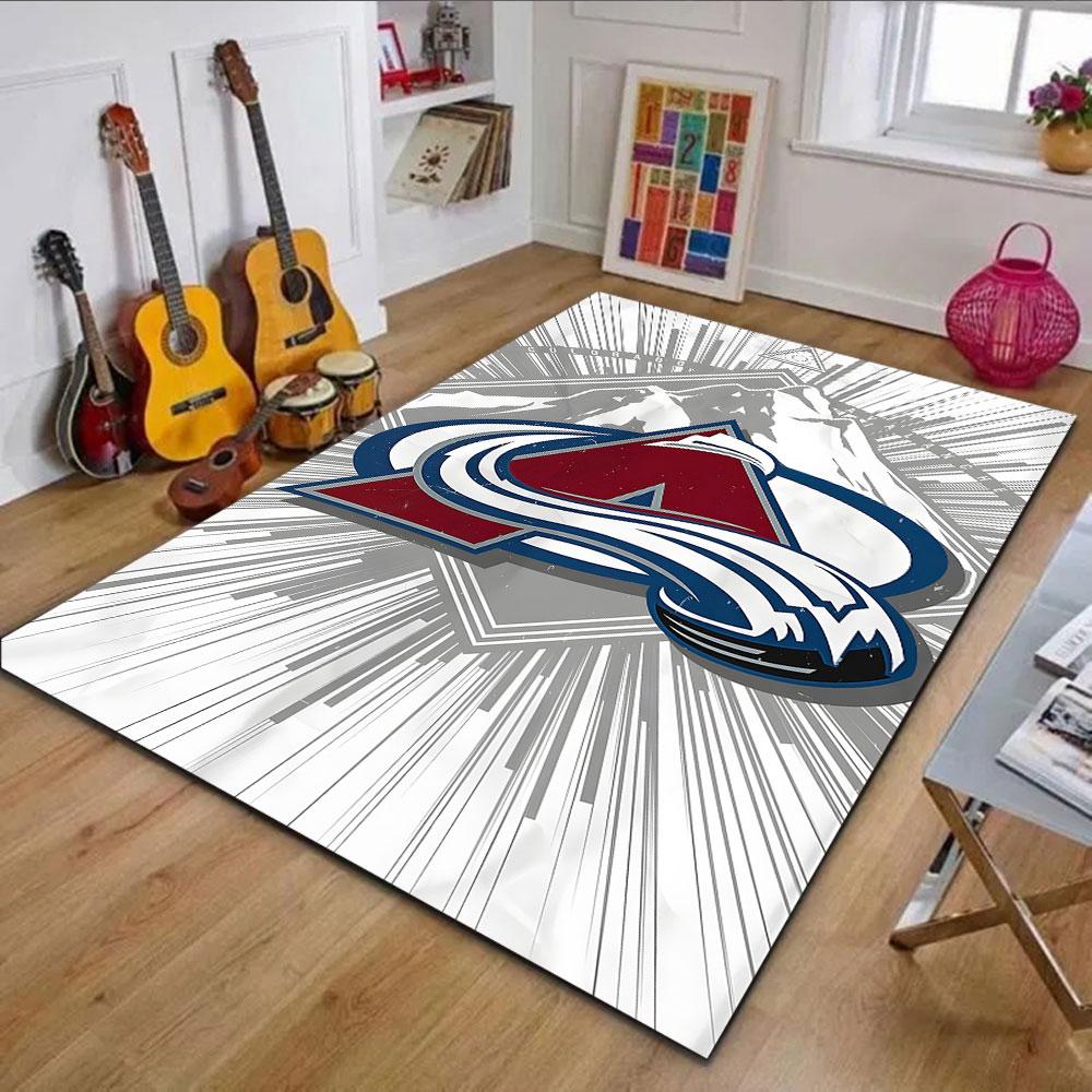 Avalanche Logo with Mountain Patterned carpet, non slip mat suitable for living room and bedroom sofas