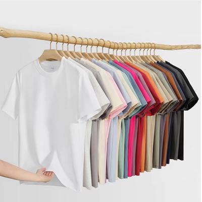 Men's 260g Drop Shoulder Heavyweight Cotton T-shirt - Round Neck, Short Sleeve, Trendy Logo Print, Casual Fashion