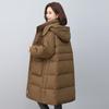 Women's Mid-Length Hooded Down Jacket, 2024 Plus Size Fashion, Warm Winter Coat, White Duck Down