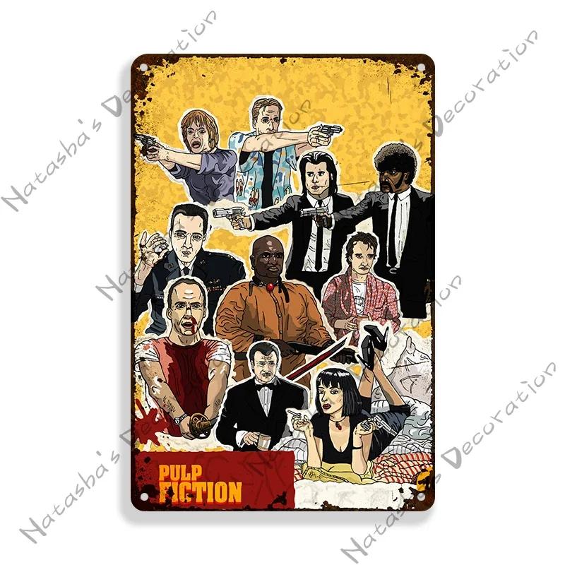 Pulp Fiction Rusty Movie Poster Metal Tin Sign Old Metal Signs Vintage Poster Man Cave Garage Metal Plaque Industrial Decor
