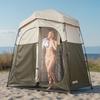 Camping Shower Tent, 2-Room Foldable Portable Privacy Tent Changing Room with Ground Stakes, Ropes, and Carry Bag, 150D Oxford Fabric with Silver