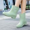 Non-slip water shoes women's short tube outer wear short adult rain shoes students fashion rain boots warm work rubber shoes summer