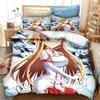 Anime SAO Yuuki Asuna Bedding Set Printed Bed Set Duvet Cover Sheet Pillowcase Bed Soft Quilt Cover Full Queen King Size