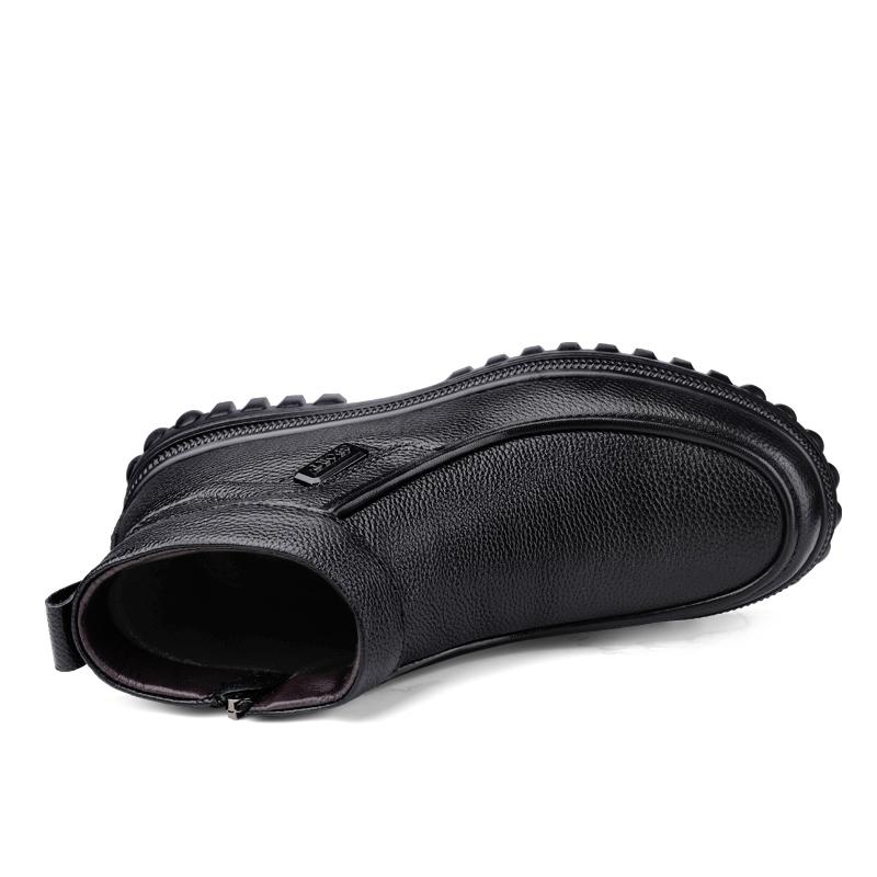 Talla Grande 49 50 51 Botas de Hombre de Cuero Genuino con Cremalleras Botas de Nieve Cálidas Cuero Original de Vaca "Felpa" y "Sin felpa"