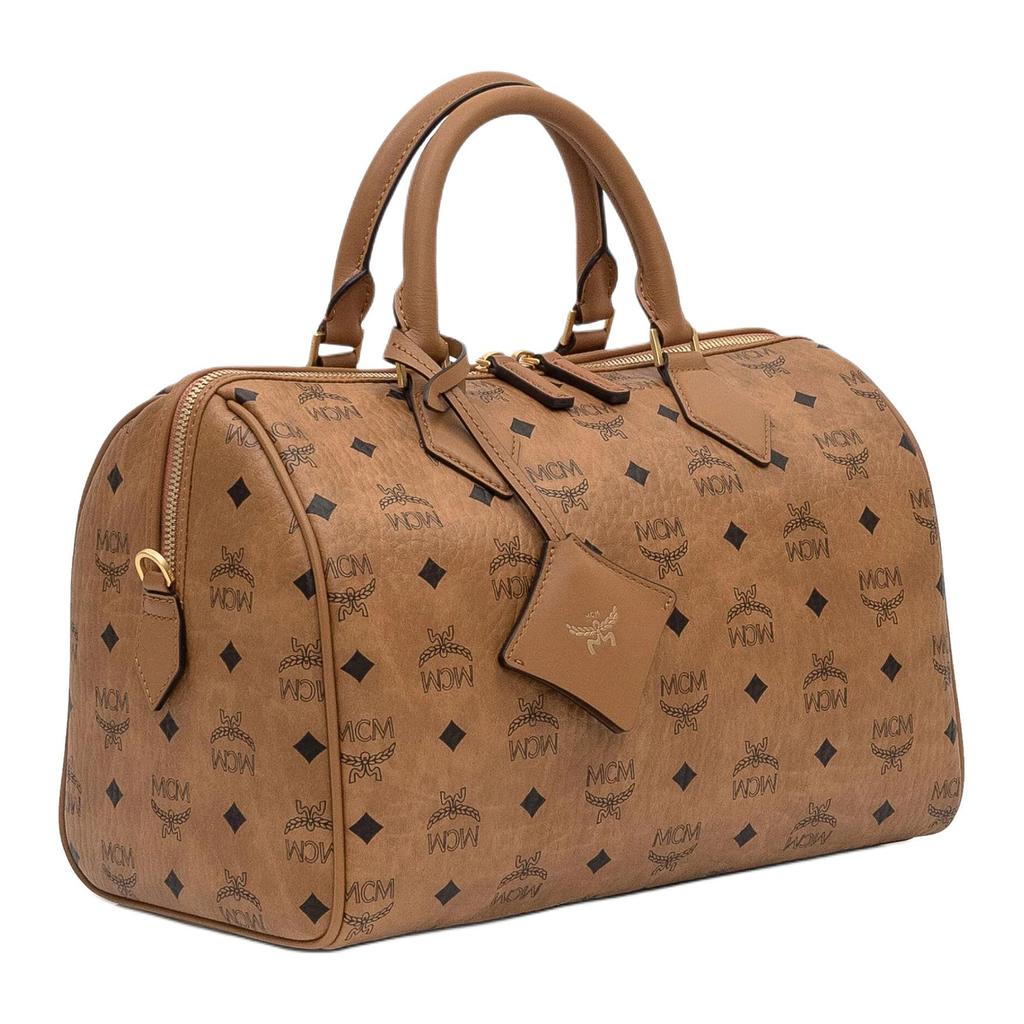 MCM Ella Integriertes Buchstabenlogo Geprägte Canvas-Tragetasche Mittel Damen-Handtaschen Braun MWBFAEA01CO001