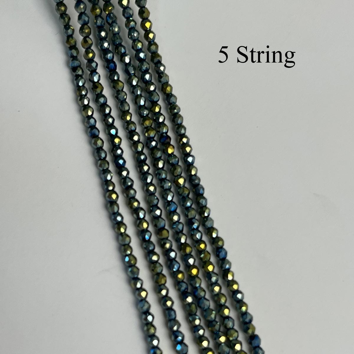 

5 ниток, дрібні намистини 2 мм/3 мм, зелені райдужні скляні намистини з покриттям, розсипні намистини-розпірки для виготовлення прикрас своїми руками, аксесуари для намиста, браслета 38 см 5String/2mm-38cm зелений