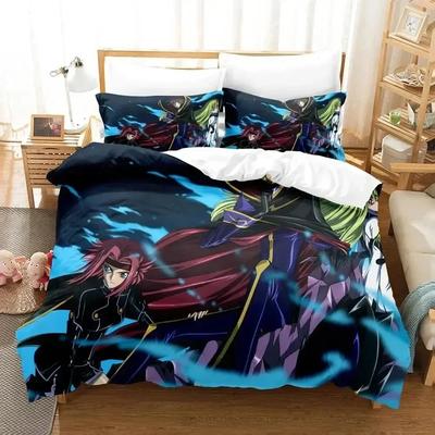 Luksusowy Nowy Druk 3D Anime GEASS C.C. KOD Zestaw Pościeli Poszwa na Kołdrę Zestaw do Łóżka Poszwa na Kołdrę Poszewka na Poduszkę Queen Chłopcy Dorosły Zestaw Pościeli