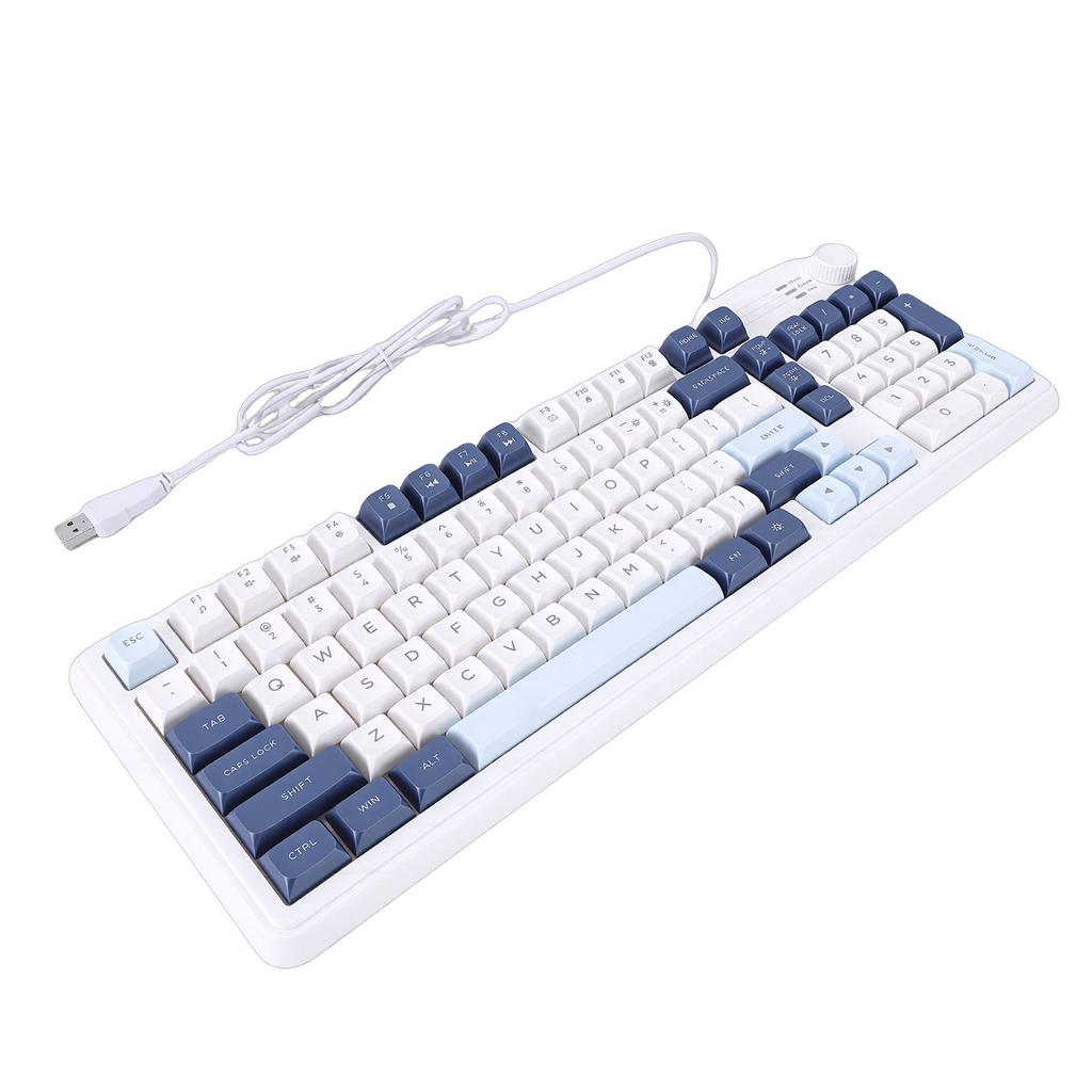 Wired Keyboard RGB Backlit USB Interface Gaming Keyboard with Knob Function for Computer