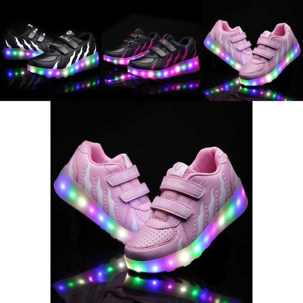 Classic Appeal Led Sneakers For Kids Light Up Roller Skate Shoes And 2 Wheels Unisex