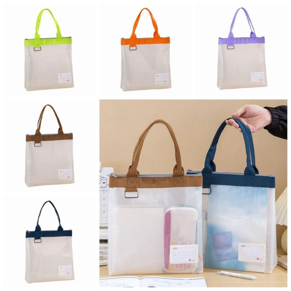 with Handle Mesh Document Storage Bag Large Capacity File Storage Bag Handheld Project Bag Travel