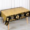 1pc Black and Gold Disposable Plastic Tablecloth for 30th, 40th, 50th, 60th Birthday Party Decorations Family Gathering