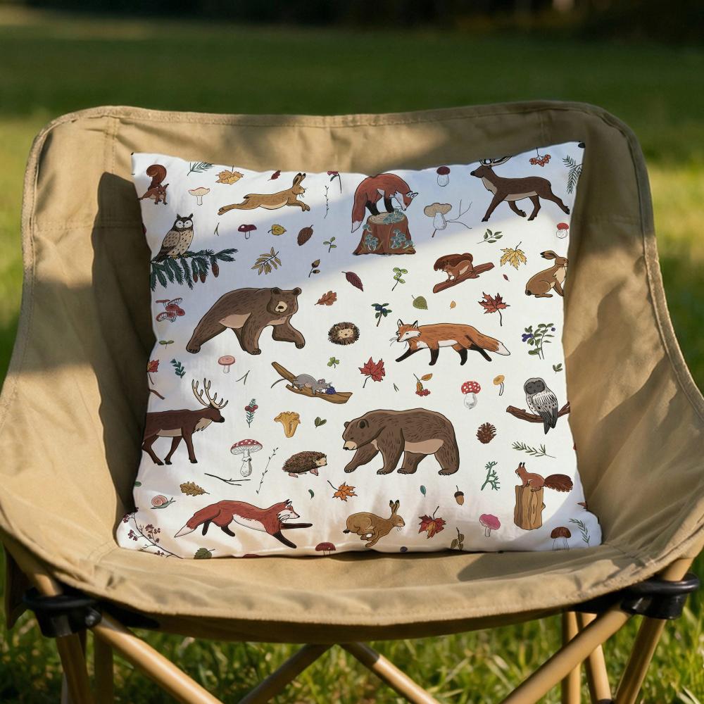 Forest Animals Printed Cushion Cover Soft Reversible  Durable Pillow Cover  MultiScene Use for Home  Car Daily Comfort