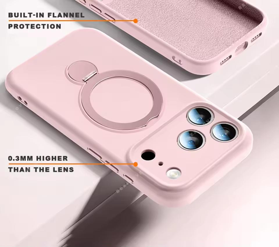 360° Rotate Fold Magnetic Ring Stand Phone Cases For iPhone 17 Pro Max Air 15 13 14 16 Pro Max For Magsafe Liquid Silicone Cover