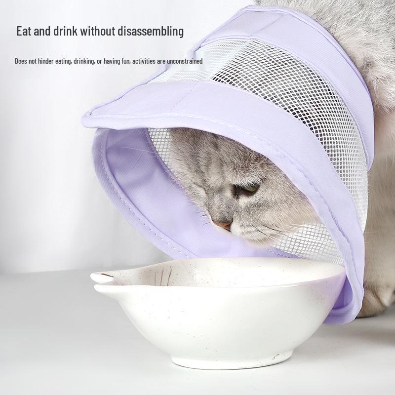 Pet Elizabethan Mesh Collar - Breathable Anti-Lick/Bite Cat Grooming Neckwear