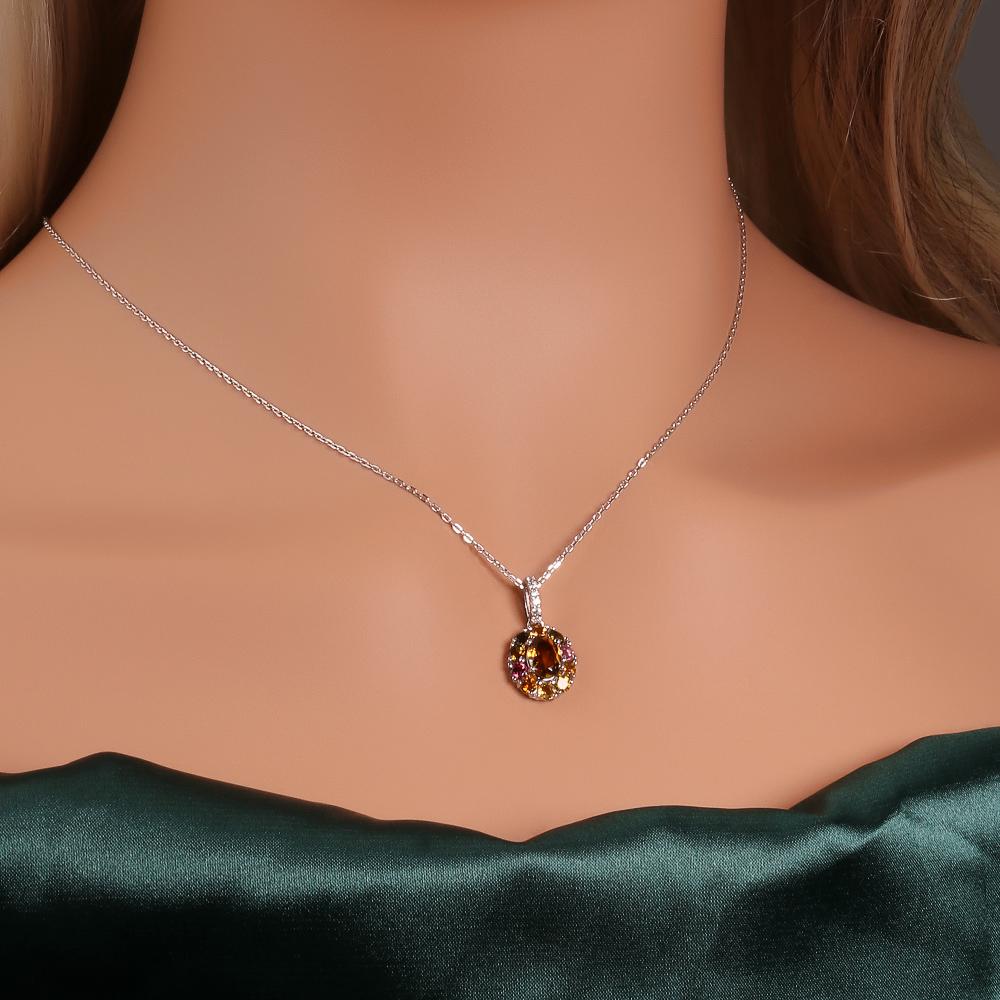 Splendido set di gioielli raffinati in argento sterling 925 con gemme di tormalina naturale colorata per feste da donna e outfit quotidiani