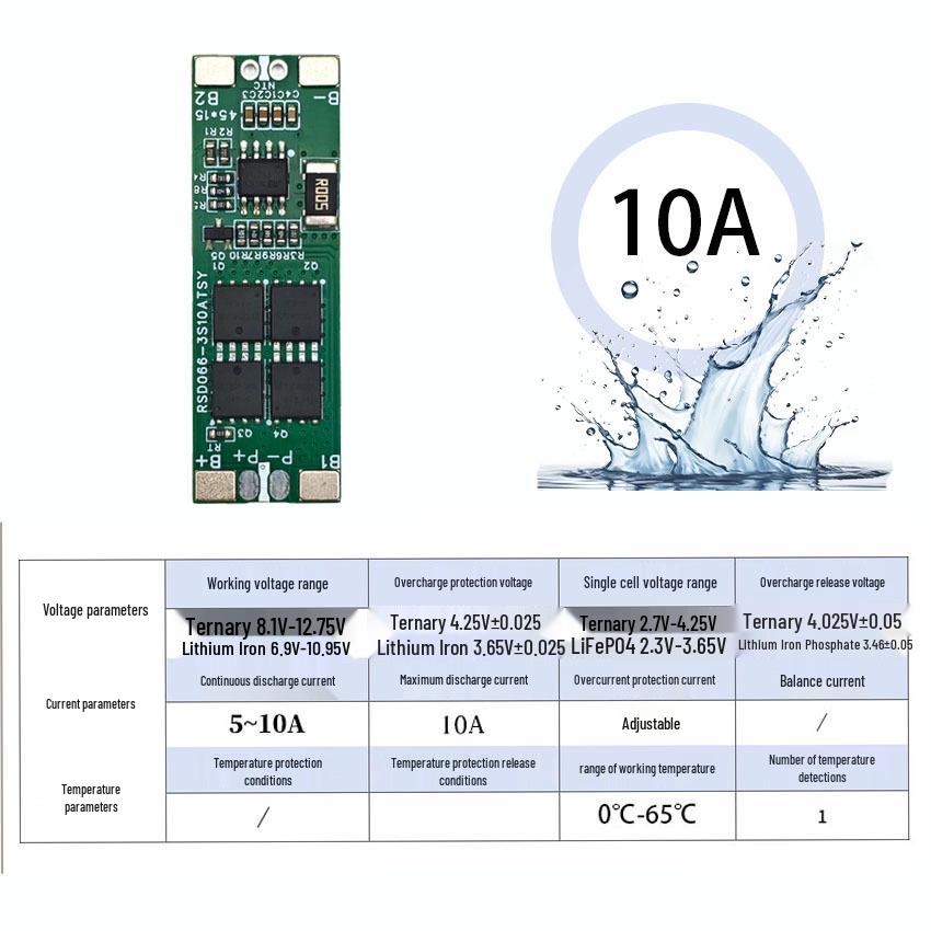 3S Lithium Battery Protection Board 11.1V 9.6V Universal 5A/10A Overcurrent & Short Circuit Module