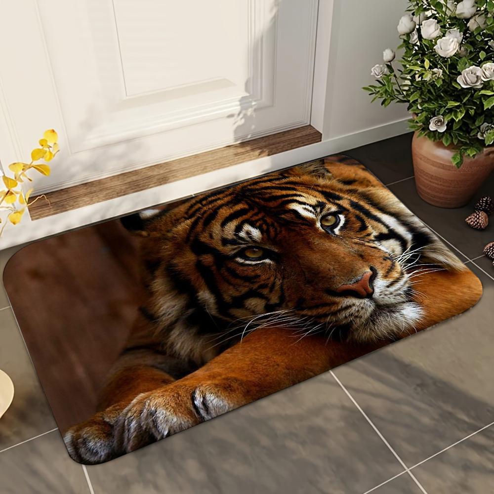 1pc Tiger Doormats Home Carpet Bathroom Absorbent Mats Anti-Slip Mats Home Decor Supplies Carpets Home Kitchen Floor Mats