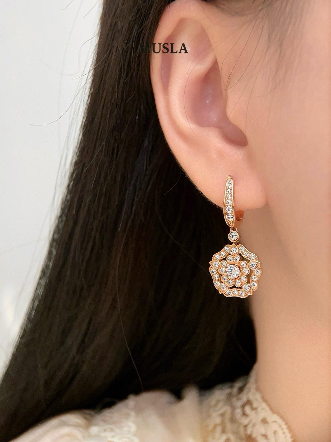 

Серьги-кольца Musla Design для женщин, серьги из стерлингового серебра 925 пробы, модные серьги-капли в виде веера с цирконом розового золота