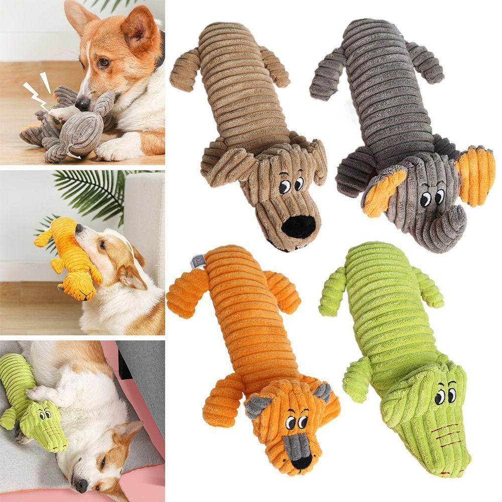

Plush Stuffed Animal Interactive Crocodile Shaped Puppy Chew Toy Dog Supplies Squeaky Plush Toys