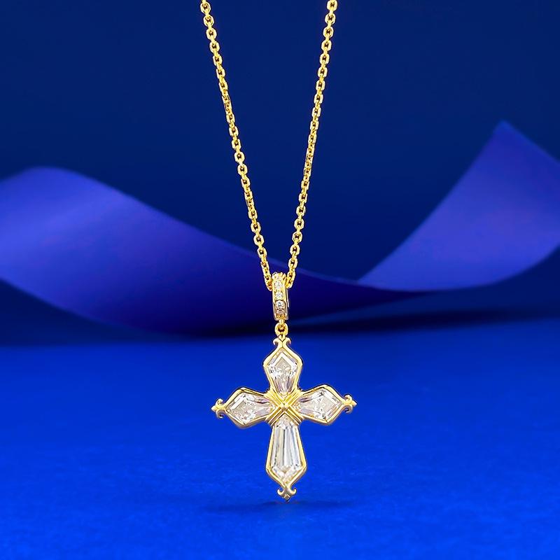 Xiancan S925 Silver Iris Cross Flower Necklace with Adjustable Pendant 925 Silver