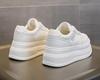 Women's Thick-Soled Height-Boosting White Leather Sneakers - Lightweight, Versatile, and Comfortable Platform Casual Shoes.