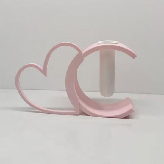 2 Pcs Valentine's Day Heart Vase 3D Printed Pink Heart Shaped Flower Vase Small Decorative Vase for Wedding Party Living Room Shelf Table Centerpiece