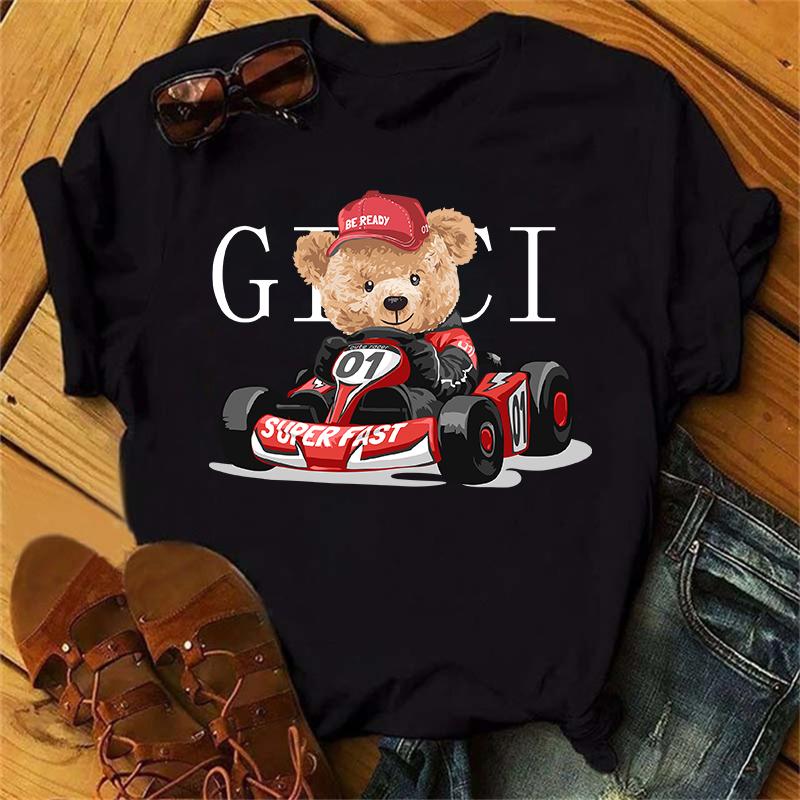Clothes Ladies Summer T Clothing Print Fashion Casual T-shirts Golf Bear Letter 90s Trend Cute Short Sleeve Women Female Graphic