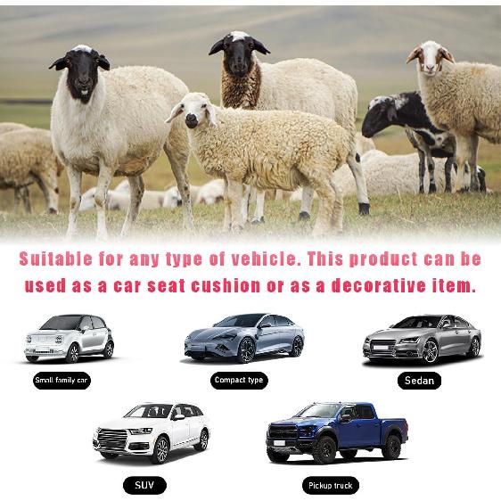 Sheepskin Car Seat Cushion, Comfortable Soft Fur Wool Auto Front Seat Cover, Vehicle Seat Protector Pad For Warm Winter Office Chair, Universal Decor