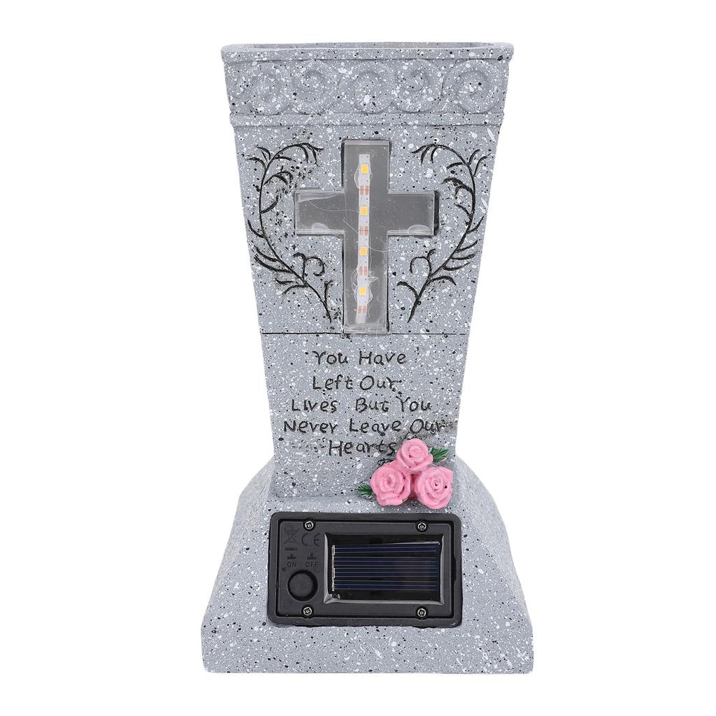 Vaso Solare per Tomba Cimiteriale, Vaso per Lapide in Resina con Picchetti per Terra Portafiori per Lapide Cimiteriale Uso Esterno