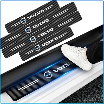 4Pcs Carbon Fiber Car Door Sill Protection 3D Sticker Car Accessories For 240 C70 S40 S50 S60 S70 S80 S90 V40 V50 V60 V90 XC40 XC60 XC90 Truck