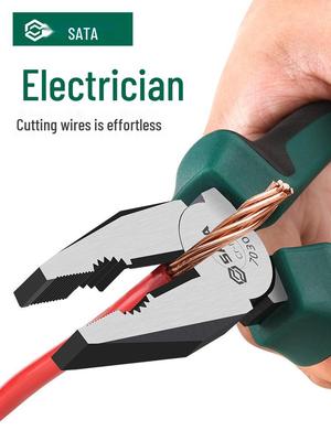 Pince à bec effilé de qualité industrielle, Pinces coupantes diagonales et pour électricien, Ensemble d'outils ménagers Étau de paillasse multifonctionnel SATA