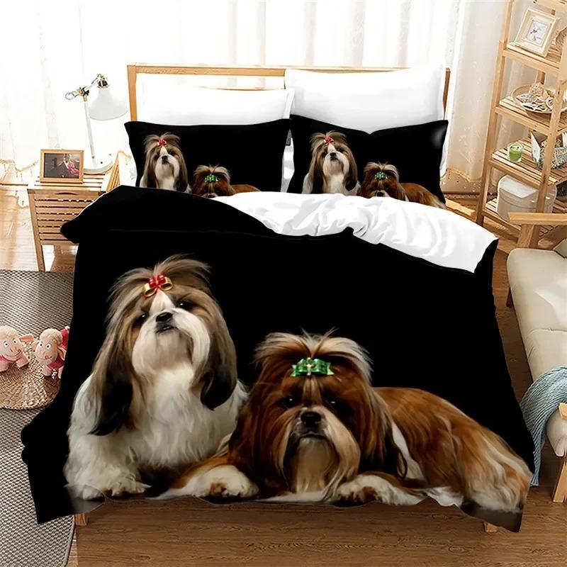 Cute Dog Duvet Cover Microfiber Lovely Puppy Pet Comforter Cover Animal Theme Bedding Set Single For Kids Girls Teens