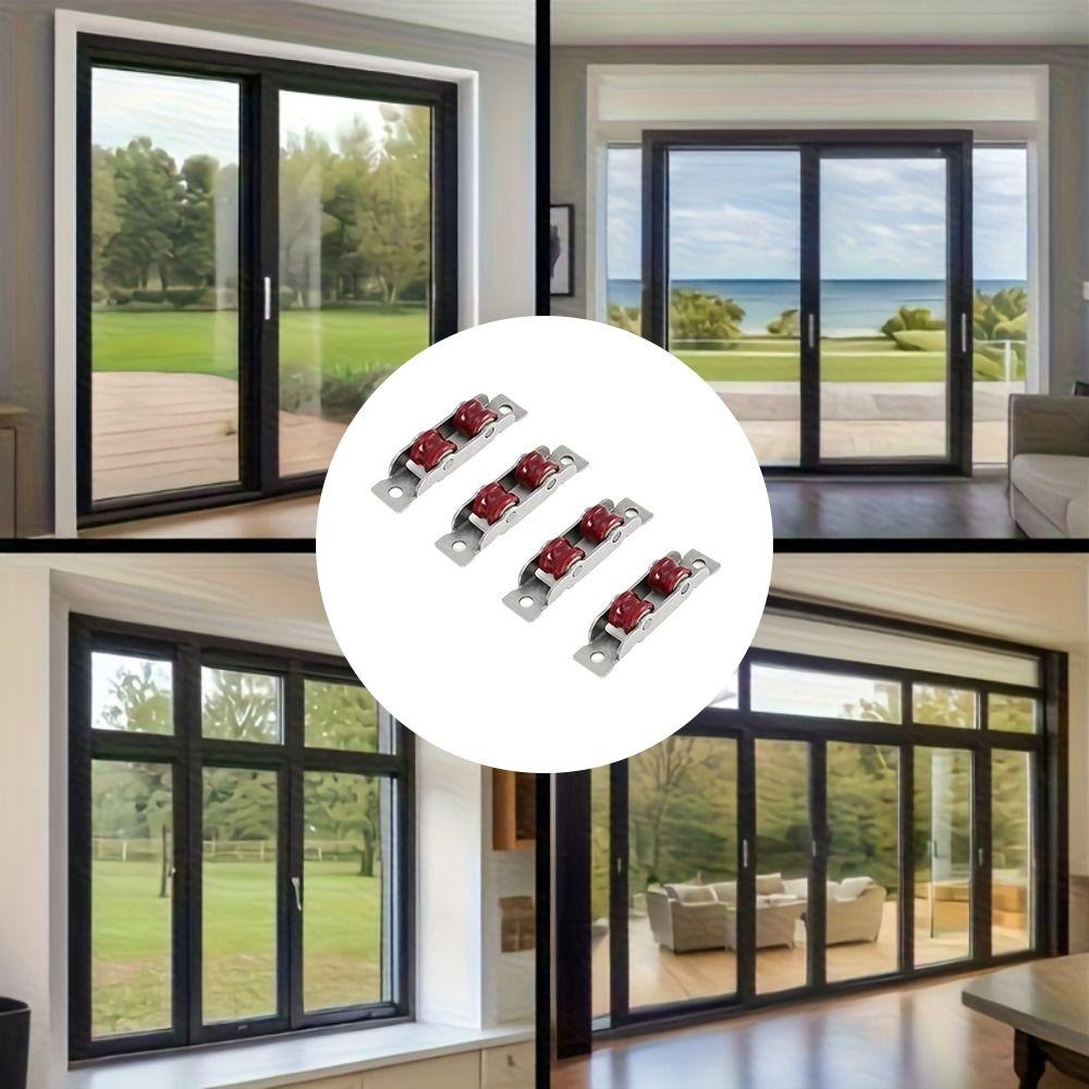 4 PCS Nylon Window Pulley Stainless Steel Sliding Door Rollers Sliding Door Pulley Glass Door