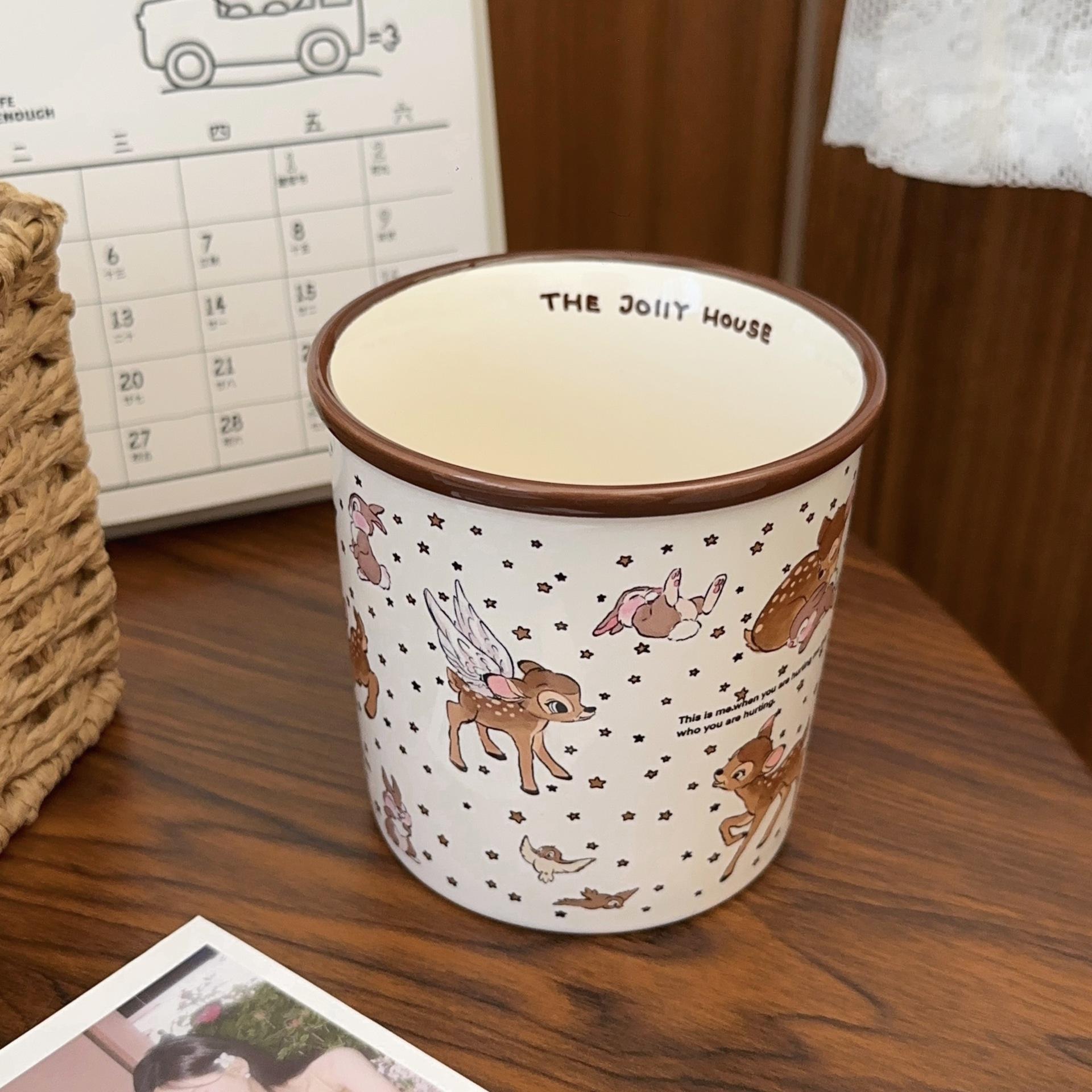 Cute Original Elk Mug High Value Ceramic Cup Niche Large Capacity Household Drinking Cup Juice Cup 301-400ml