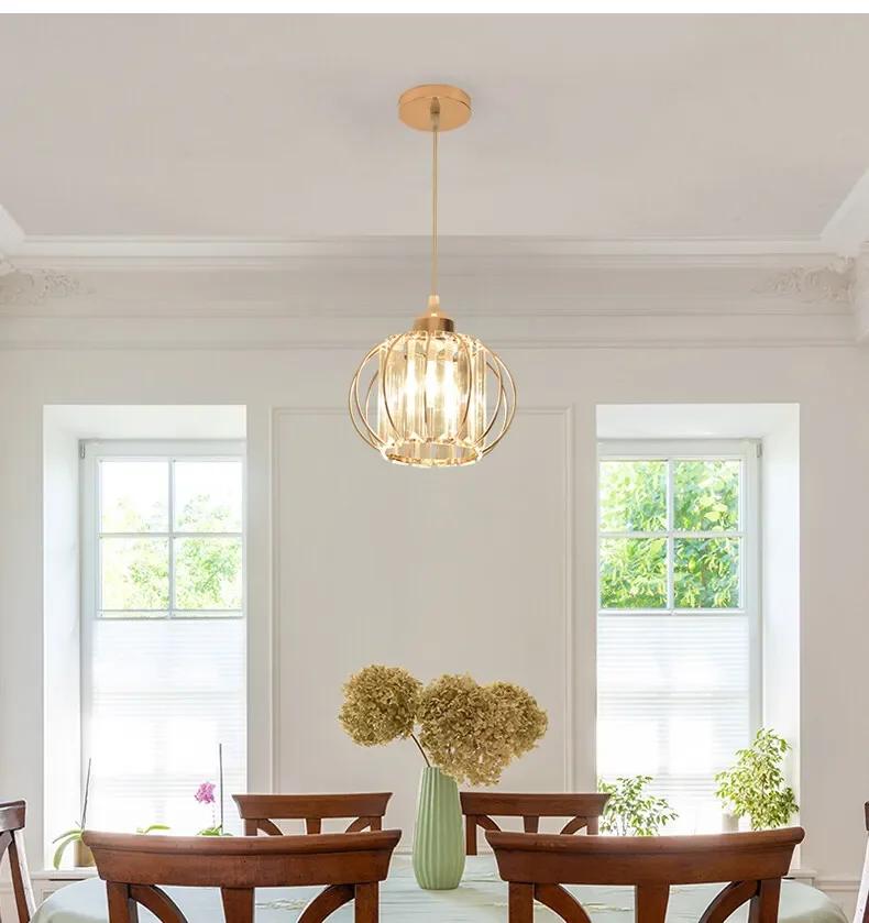 

Бестселлер Хрустальные светодиодные подвесные светильники для столовой гостиной Скандинавский черный железный абажур Кухонный декор Подвесная потолочная лампа 3000K