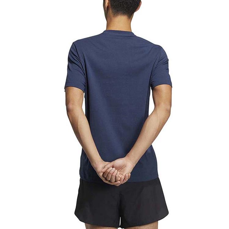 Adidas T Shirts Men's Dark Blue Crew Neck Moderate Straight Fit HJ9883