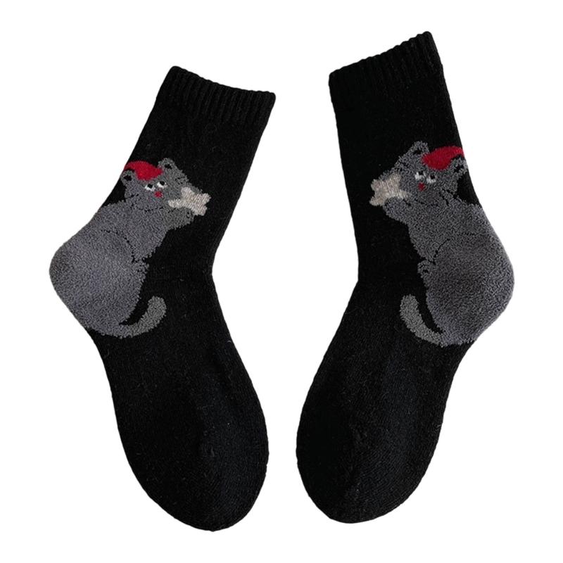 Cartoon Boot Socks for Women Ladies Winter Thick Warm Socks Knitted Wool Socks Thermals Socks Thick Hiking Crew Socks