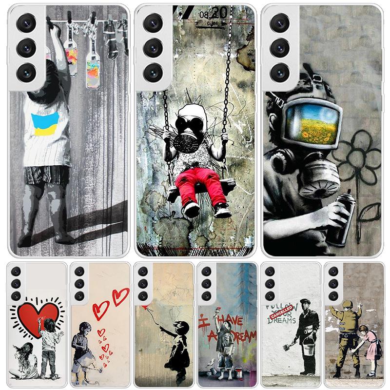 Street Art Banksy Graffiti Phone Case For Samsung Galaxy S25 Edge S24 S23 S22 S21 FE S20 Ultra S10 Plus + Art Customized Coque C