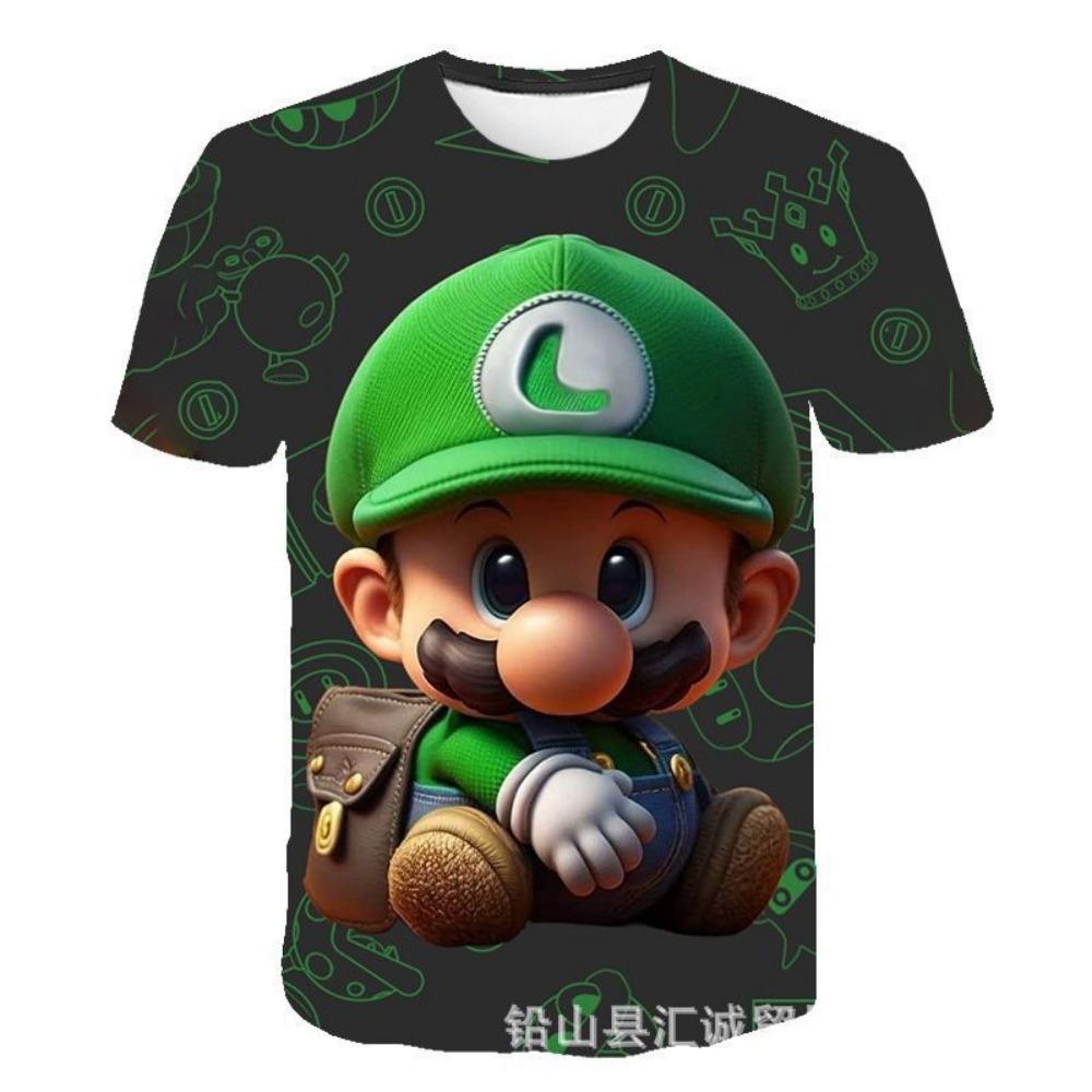 New Mario Short-sleeved 3D Printed Parent-child T-shirt Anime Cartoon Short-sleeved Round Neck Summer Children's Clothing